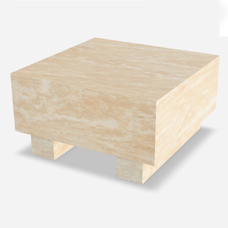Luxury Marble side Table Customized Natural beige Travertine Table Stone Furniture Square Travertine Side Table