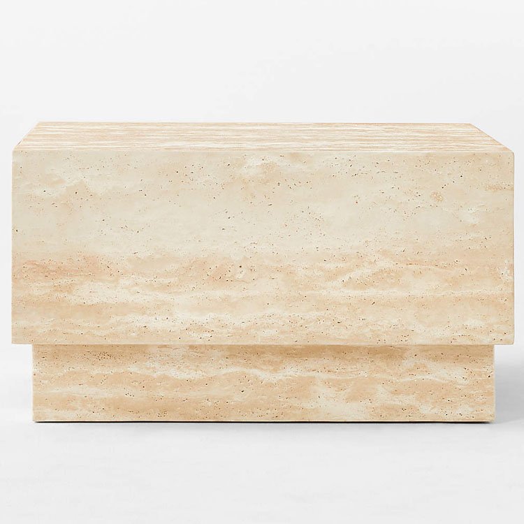Luxury Marble side Table Customized Natural beige Travertine Table Stone Furniture Square Travertine Side Table