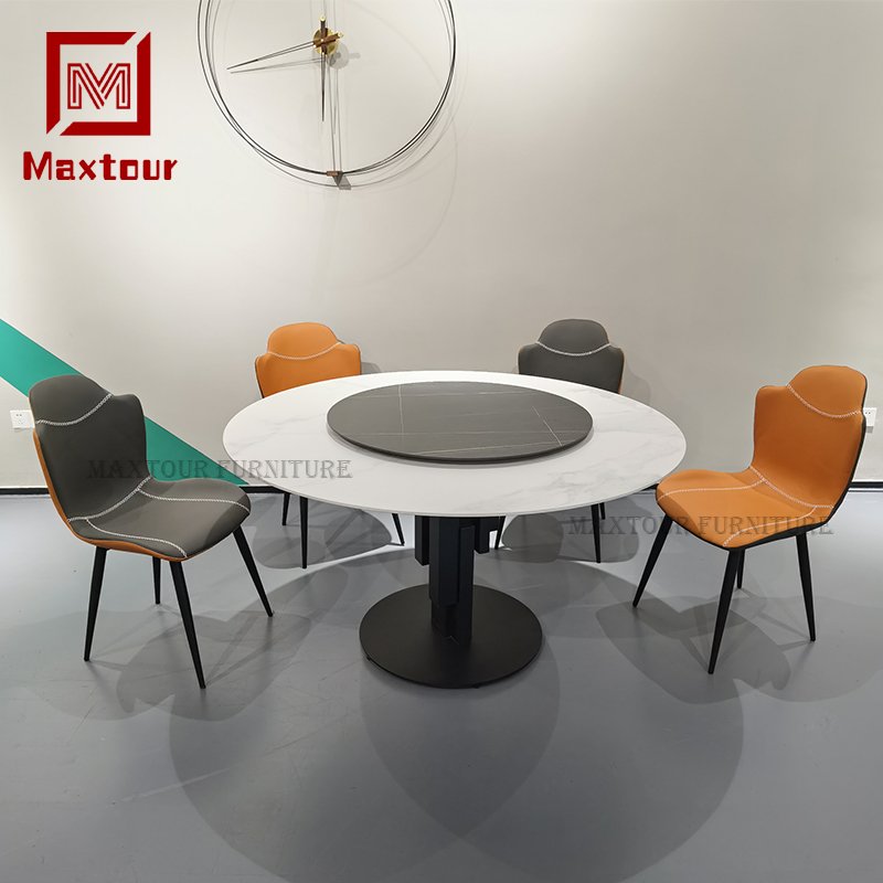 High Quality Modern round ceramic top and metal base Dining Table Set