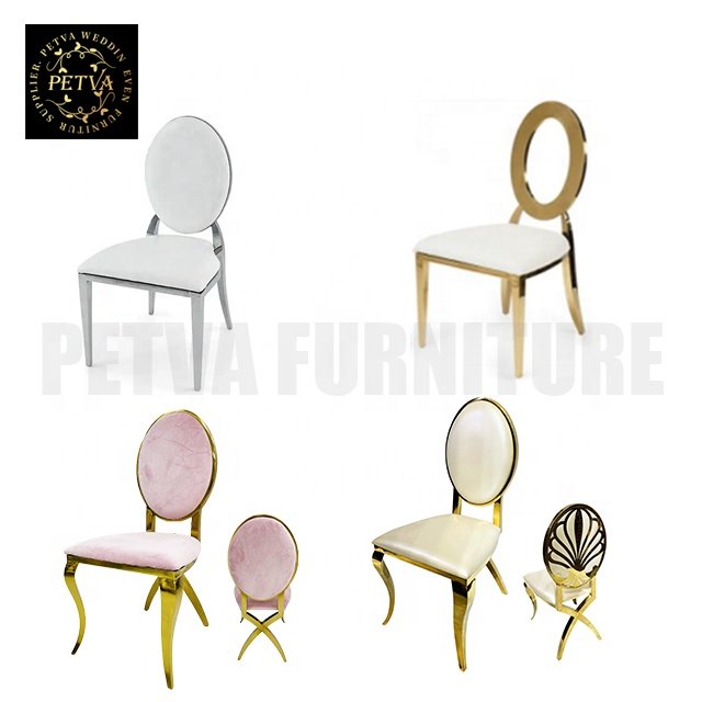 High back steel table dining stainless chair wedding chair for event uesed