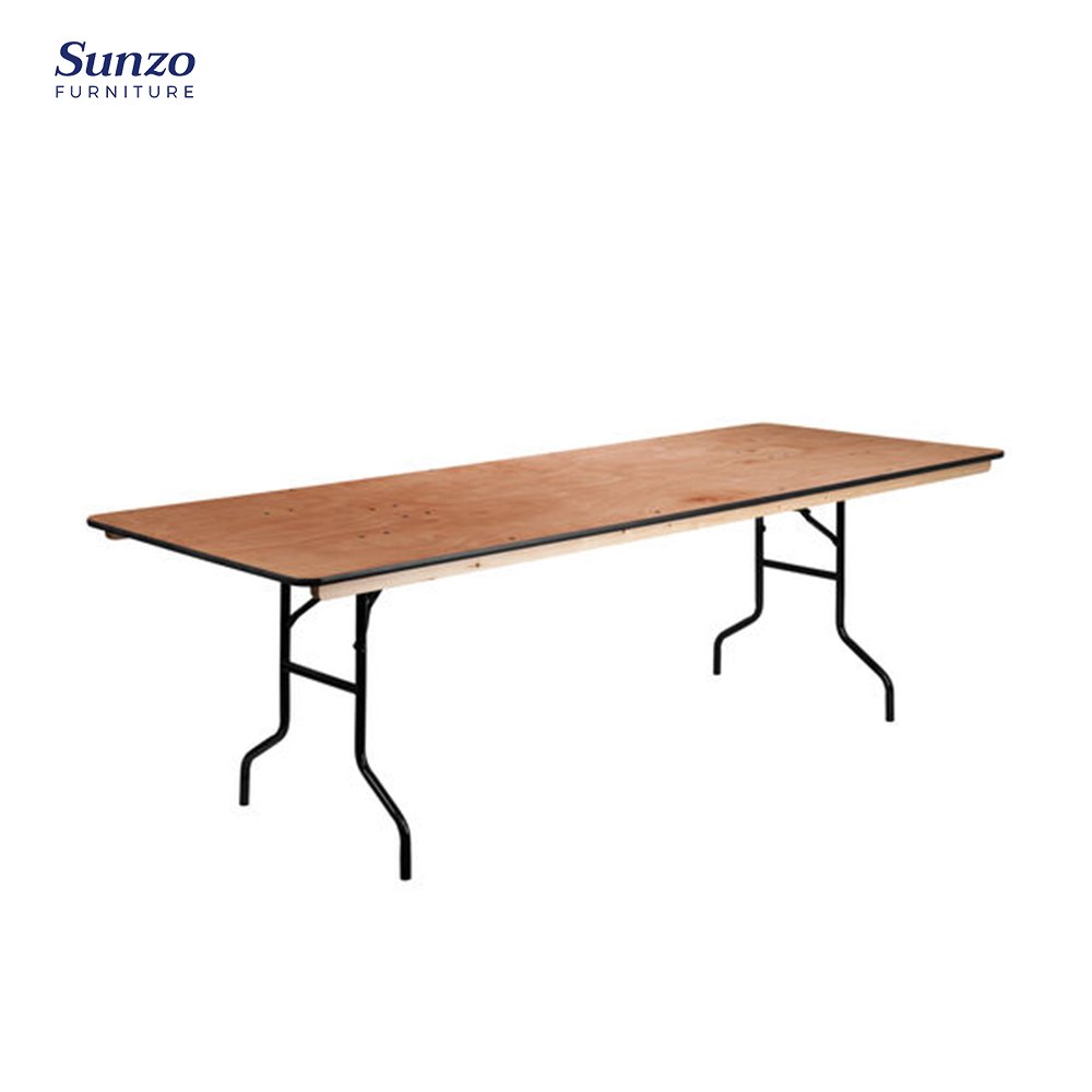 Sunzo Furniture Wholesale Hotel Wedding Event Round Dining Banquet Folding Table Wood Fold Tables