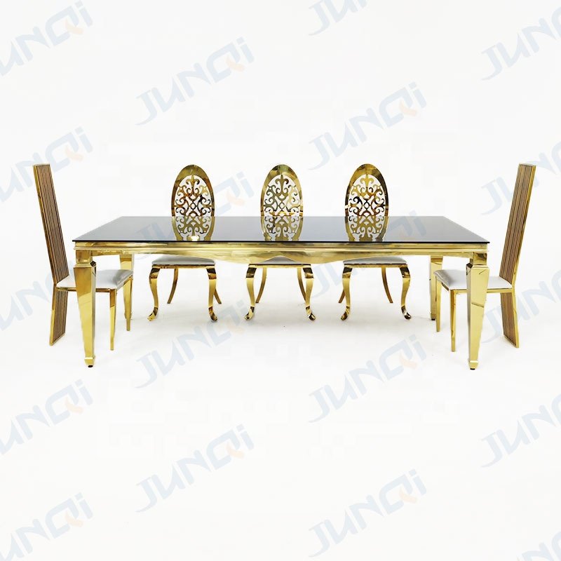 Modern design factory sale contemporary elegant wedding hotel 10 seaters restaurant furniture mirror glas dining table set