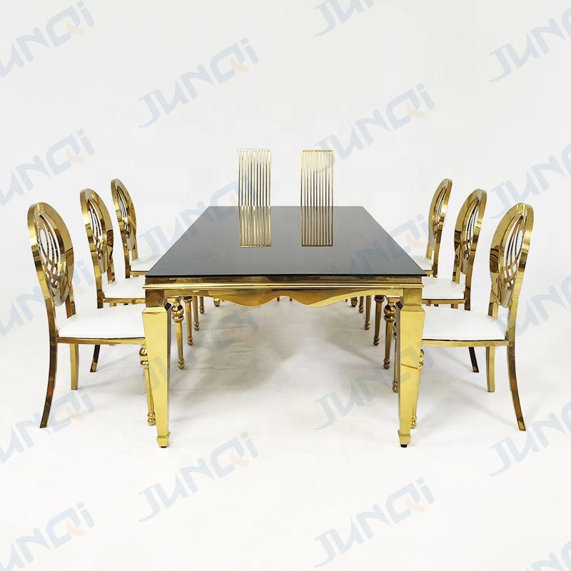 Modern design factory sale contemporary elegant wedding hotel 10 seaters restaurant furniture mirror glas dining table set