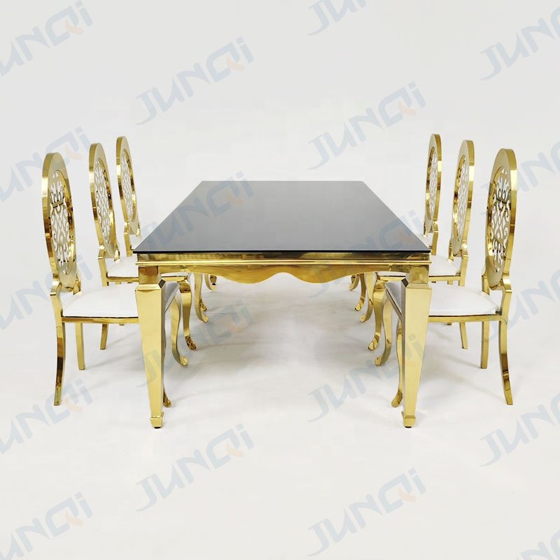 Modern design factory sale contemporary elegant wedding hotel 10 seaters restaurant furniture mirror glas dining table set