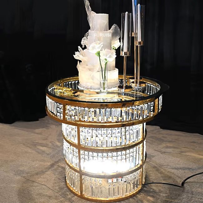 Wedding Furniture Hotel Cake Table With Crystal White Acrylic Base Wedding Party Event Decoration