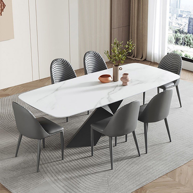 2022 best selling elegant style stainless steel dining set kitchen furniture with rectangle marble table