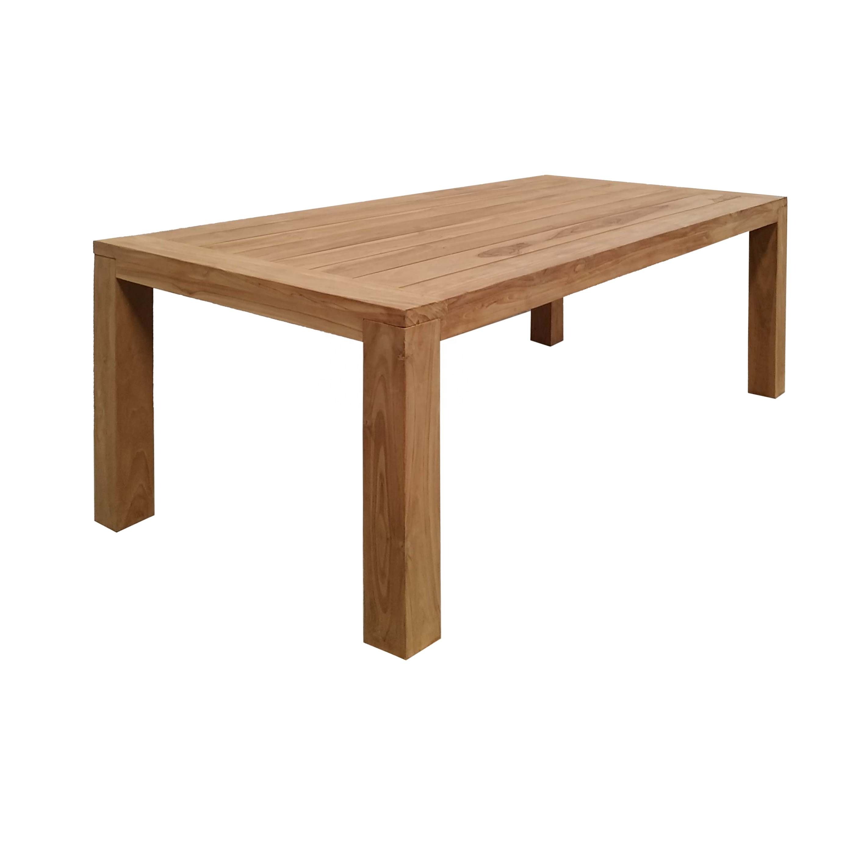 Modern Rectangular Solid Teak Wood Dining Table Wide Plank with Thick Leg for Outdoor Patio Garden Beach Park Furniture Use