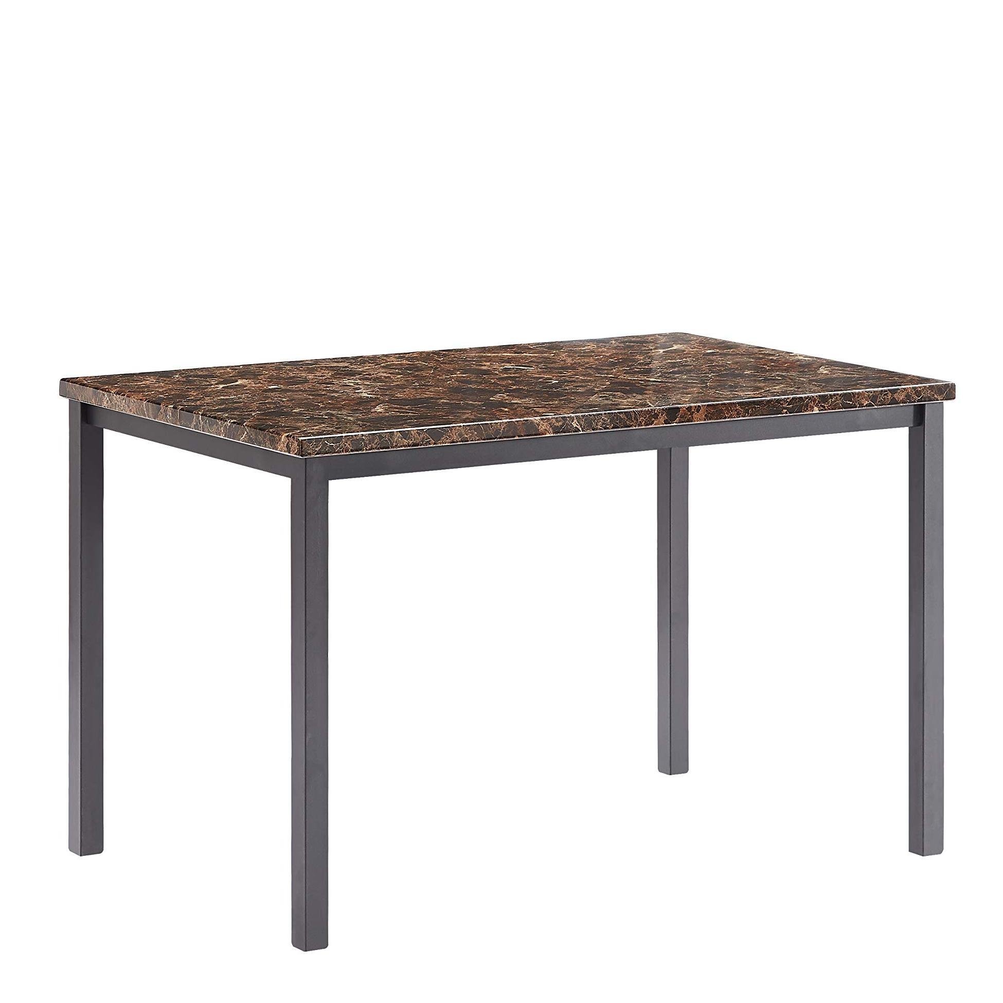 Modern Industrial Kitchen Dining Room Furniture Dining Table Chair Set Durable Metal Legs Rectangular Brown Marble Dining Table