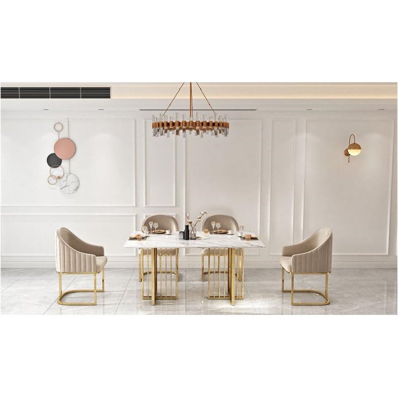 Newest Hot Sale Non Adjustable Metal Stainless Steel Dining Tables Modern Luxury