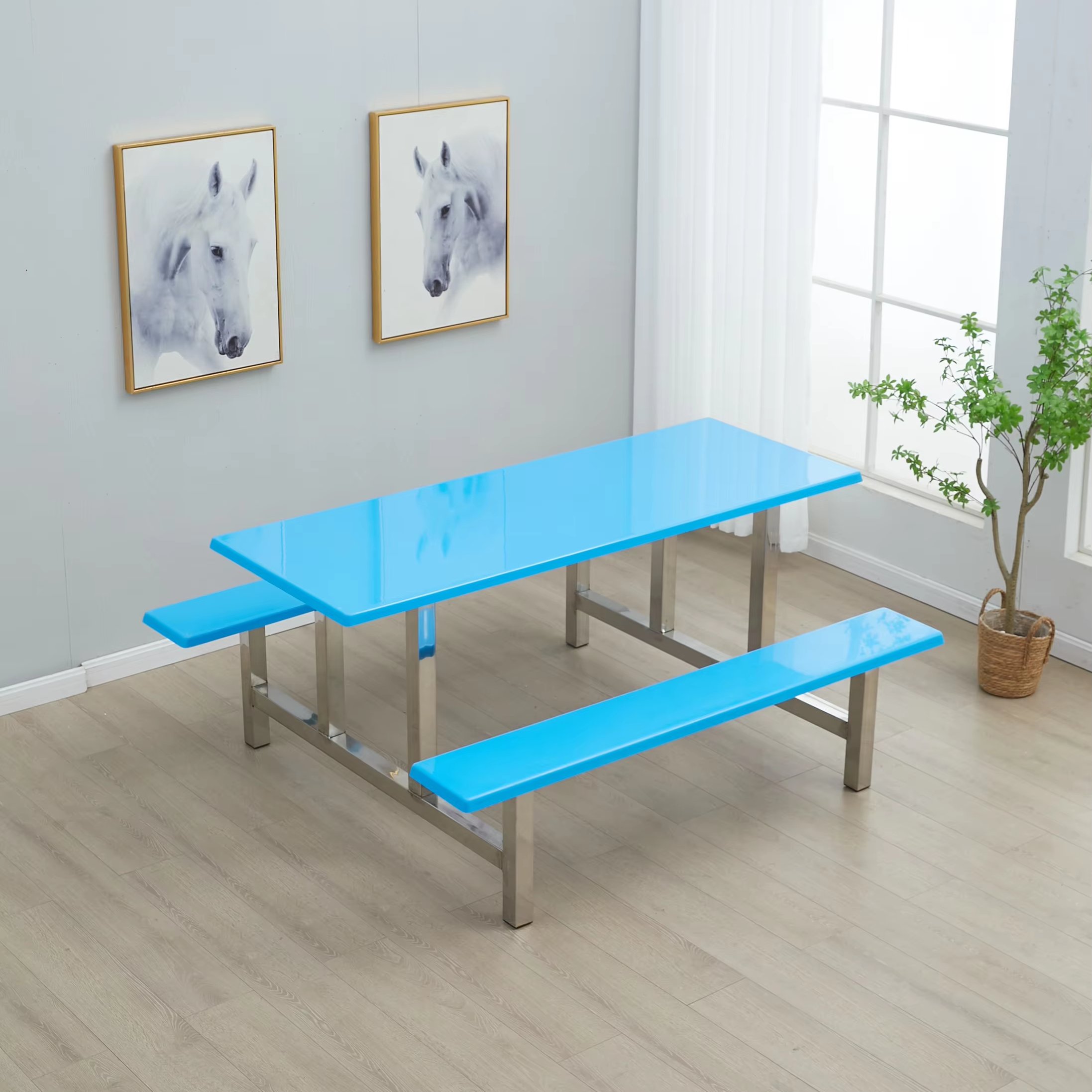 hot sell cheap school canteen furniture dining table with bench fast food restauratnt table and chairs base for factory sale