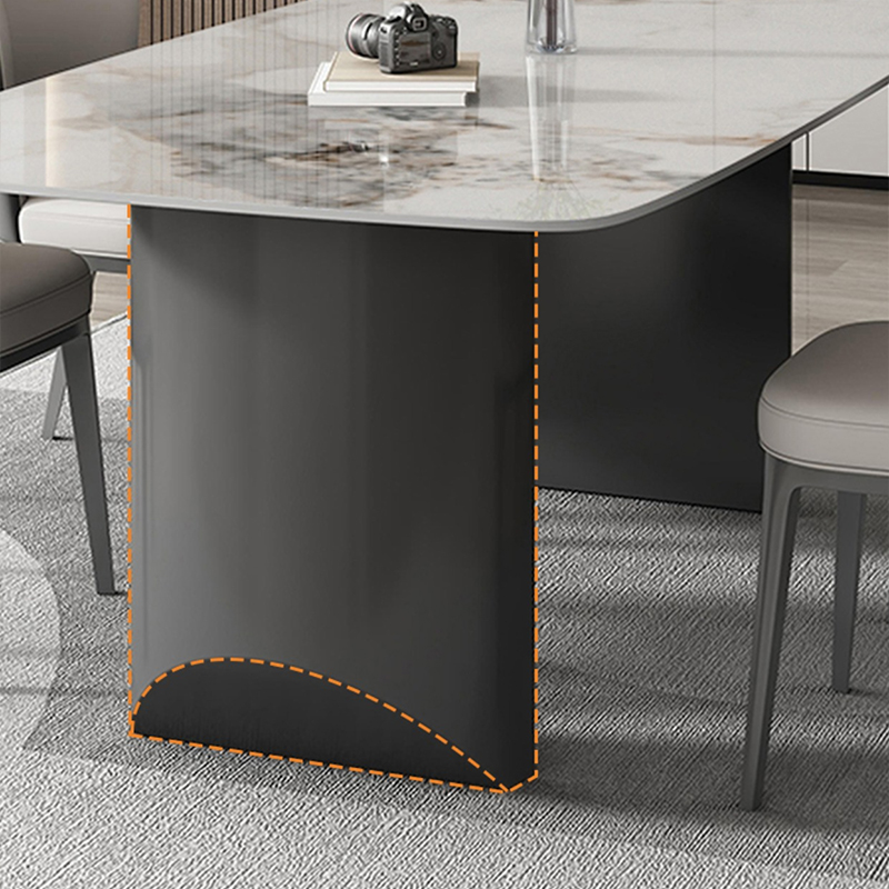 Luxurious Rectangular Rock Plate Dining Table with Induction Cooker for Home Furniture Use