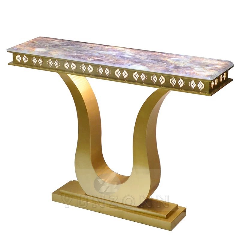 Modern Luxury Gold Stainless Steel Marble Coffee Table for Dining Hotel and Living Room Ornamental Central Wedding Table