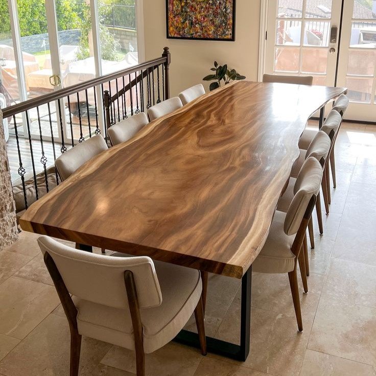 Cheap Wooden Live Edge Slab Solid Walnut Wood Home Furniture Restaurant Kitchen Dining Table