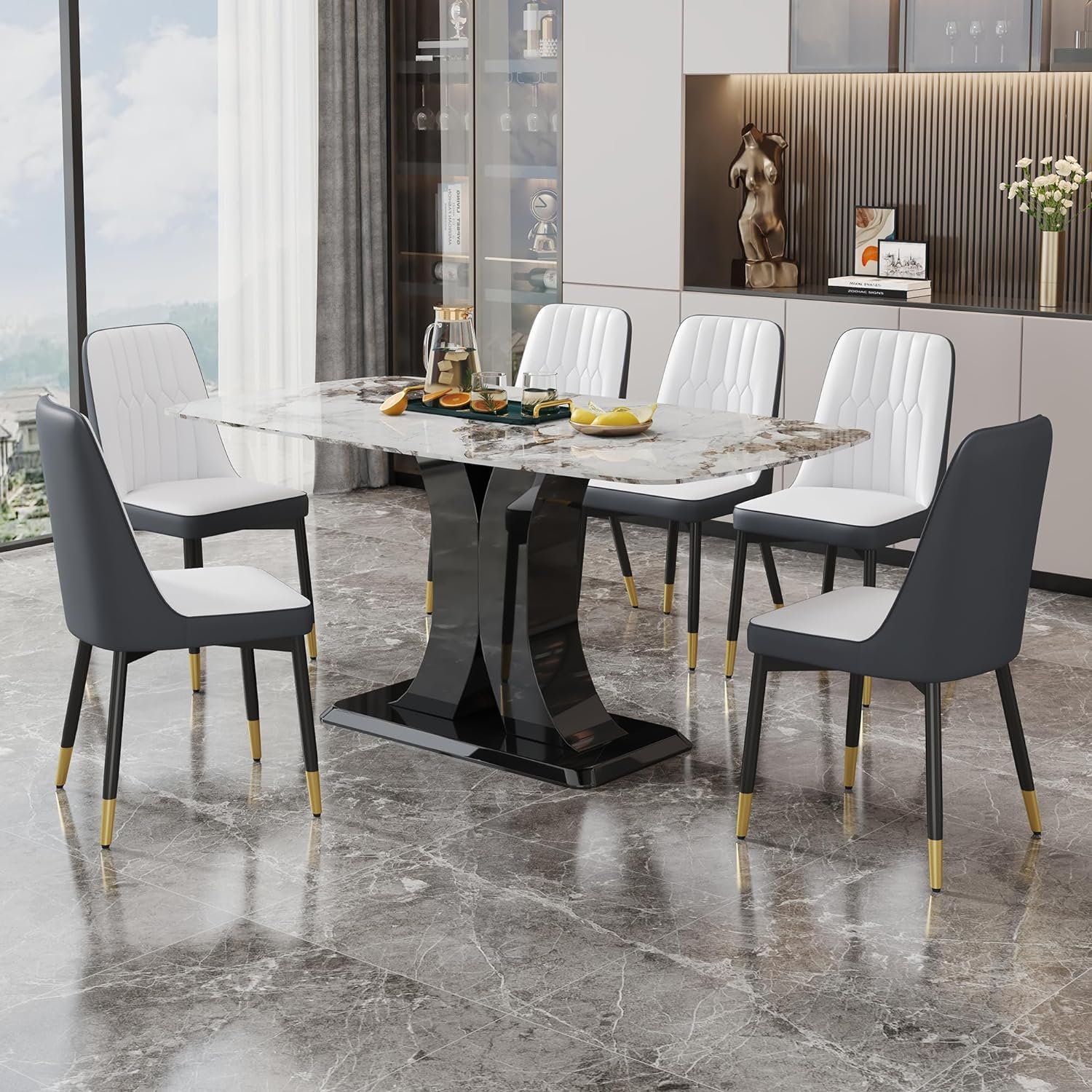 Dining room furniture table set 8 chairs luxury nordic dining table