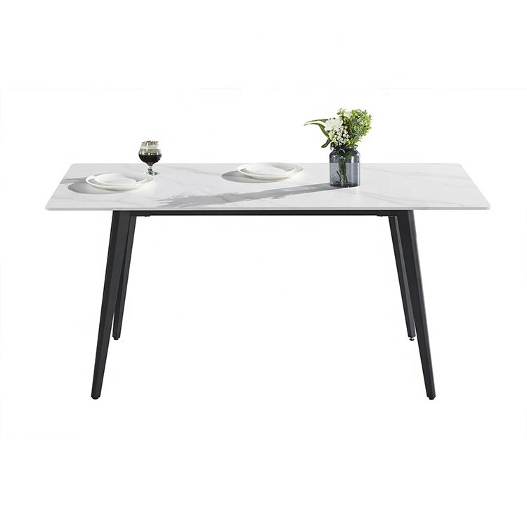 Luxury living room dining room rectangle marble dining table set for 6 seater