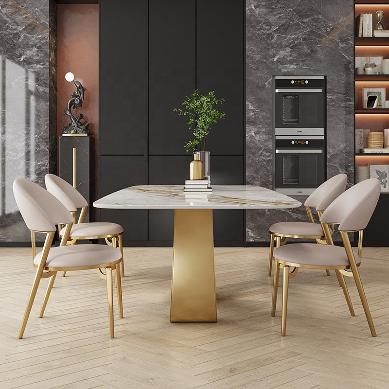 Contemporary high-end luxury 200cm long dining table rectangular 8 seater slate dining table with concrete purple base