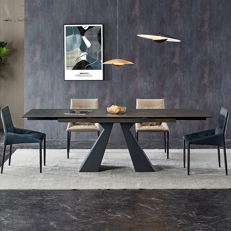 Luxury Modern Expandable Dinning Room Table Set Retractable Kitchen Furniture Sintered Stone Marble Top Extendable Dining Table