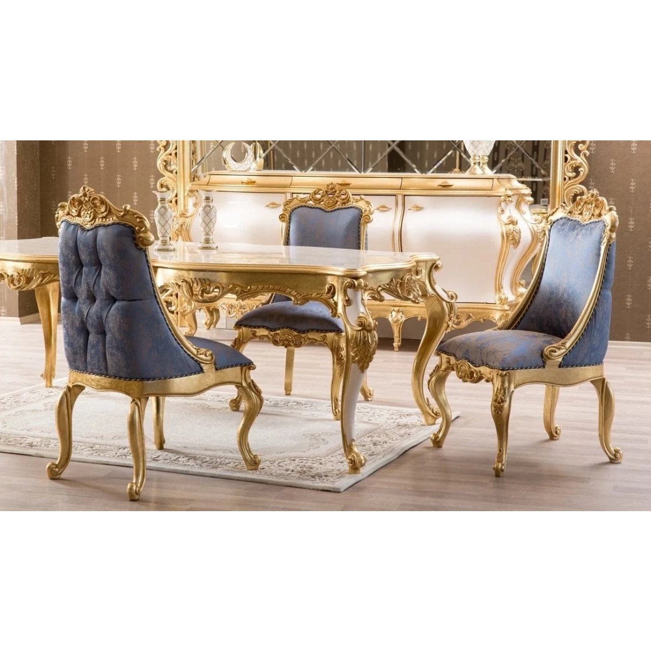 Victory Classic Wooden 10-seater Dining Room Furniture Royal Solid Wood Carved Rectangular Dining table