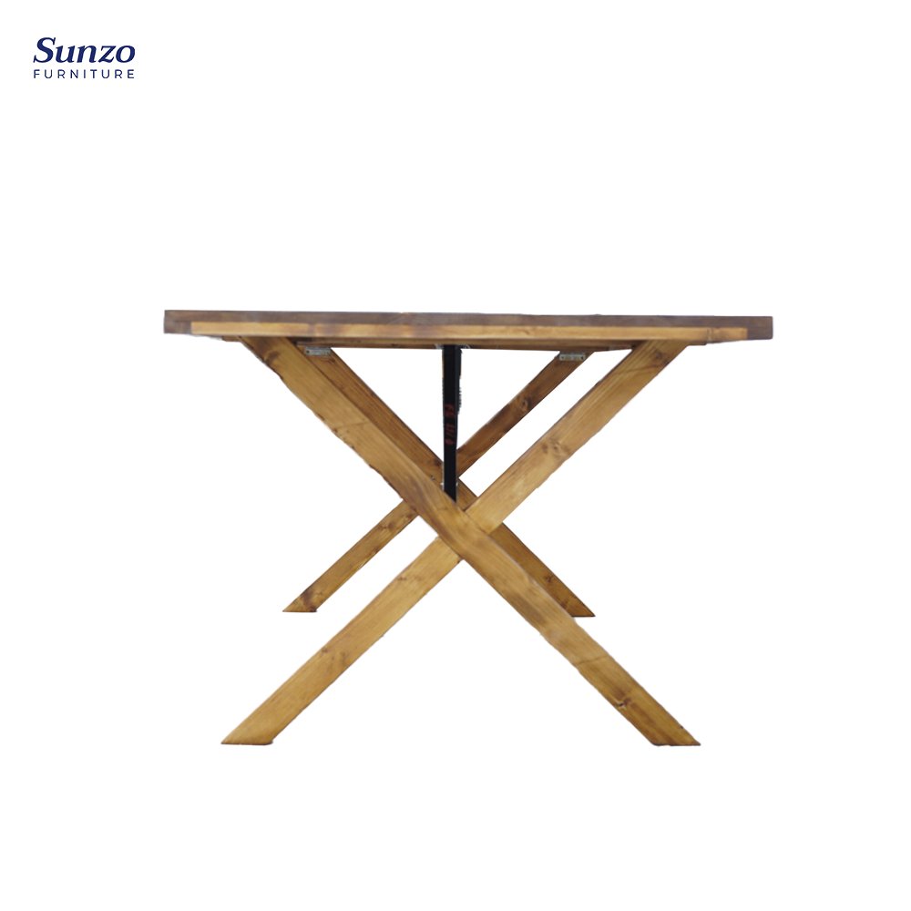 Vintage Hard Solid Wood Antique Farmhouse Table For Banquet Wedding Event Party Restaurant