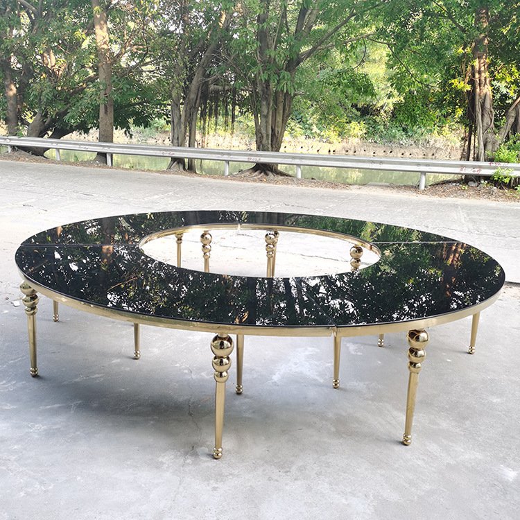 Luxury stainless steel moon table half round hotel event Serpentine wedding table