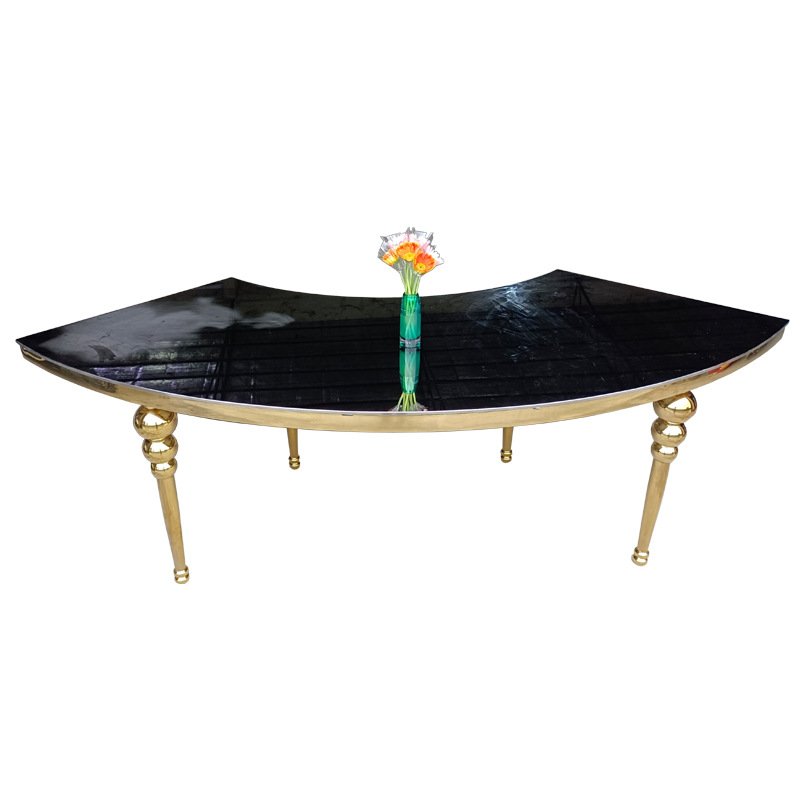 Luxury stainless steel moon table half round hotel event Serpentine wedding table