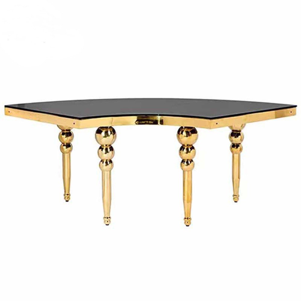 Luxury stainless steel moon table half round hotel event Serpentine wedding table