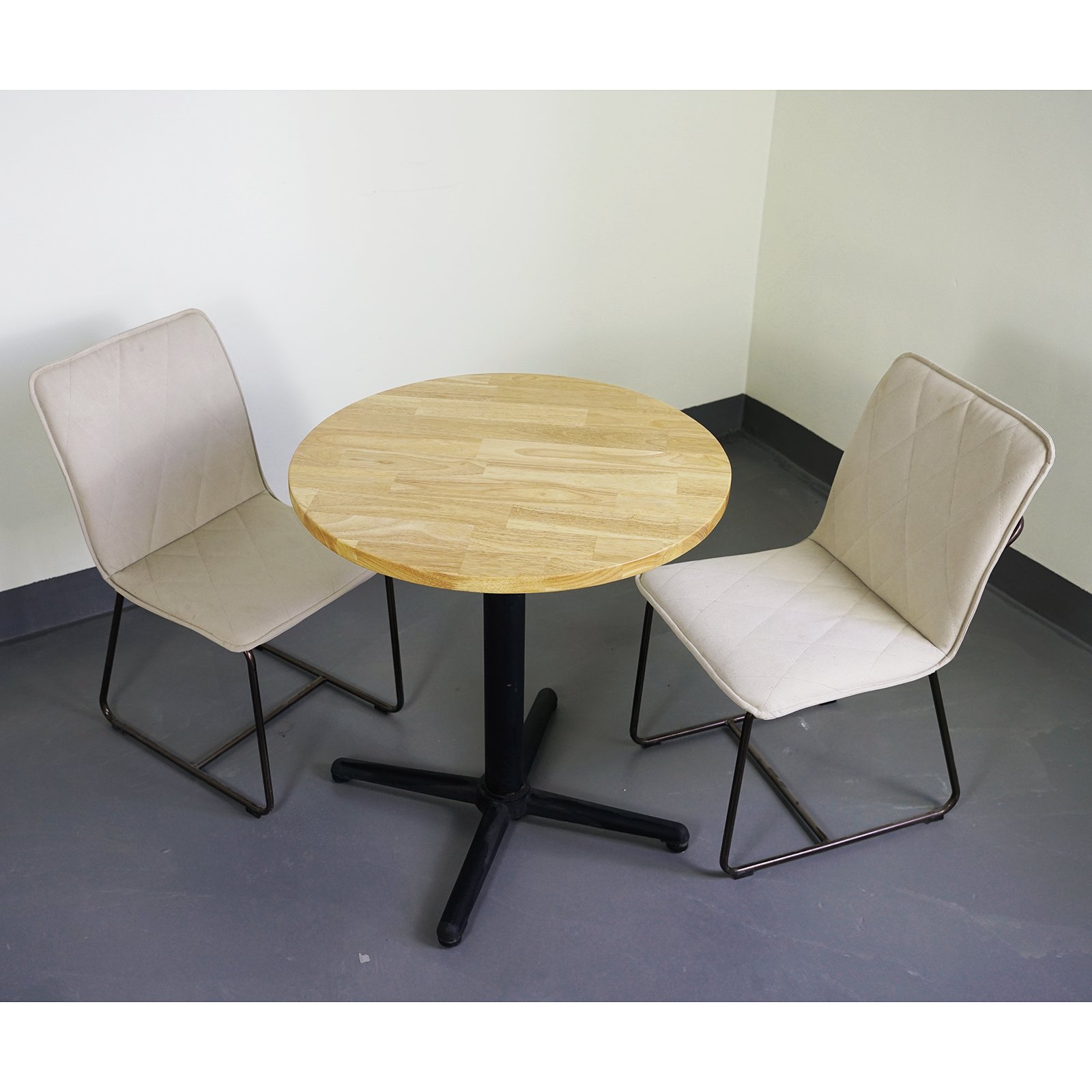 Round table top made from solid rubber wood finger joint cheap restaurant wooden dining table top