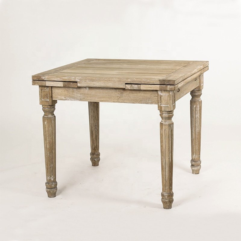 European antique solid wood extension dining table and chair restaurant use furniture set (DT-515F-OAK)