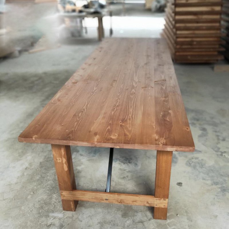 Promotion French Log Colored Recycled Pine Solid Wood Farm Banquet Folding Table Solid Wood Folding Outdoor Dining Table