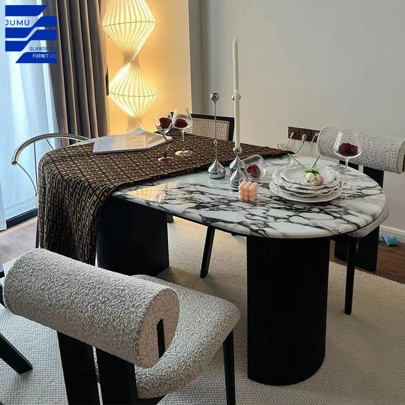 Glamorous Furniture Modern Nordic style natural stone square dining tables marble dining table set for dining room use