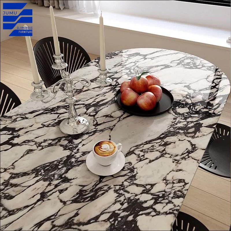 Glamorous Furniture Modern Nordic style natural stone square dining tables marble dining table set for dining room use