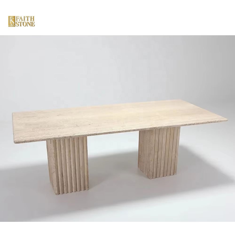 Faith Stone Modern Furniture Nordic Tavolo Pranzo Marmo Luxury 6 Seater Dinning Marble Stone Square Travertine Dining Table