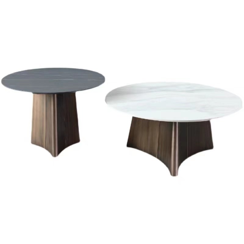 Living Room Center Table Round White Marble Milan Coffee Table Bronze Metal Leg