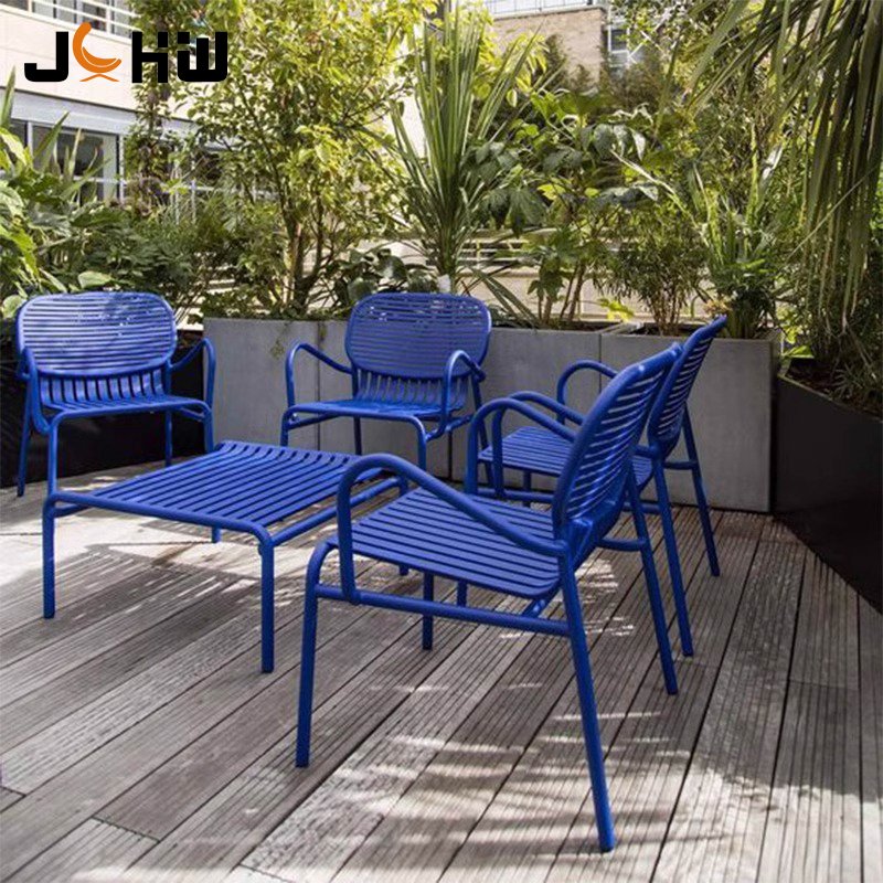 Wholesale Light Iron Outdoor Hotel Restaurant Garden Furniture 6pc Metal Durable Patio Garden Table And Chair