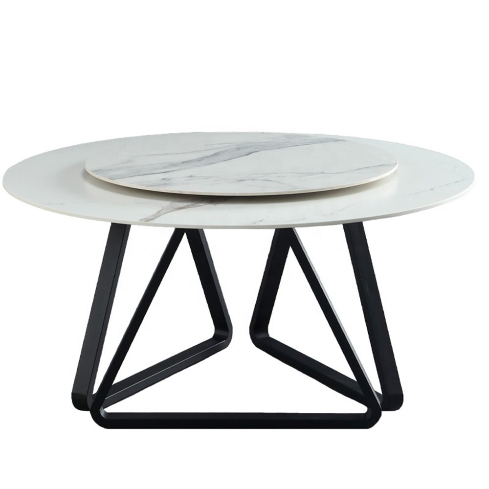 Dining Table and Chair Set 1.8m Dining Table Italian Light Furniture Slate Carbon Steel Round Marble Luxury for Restaurant