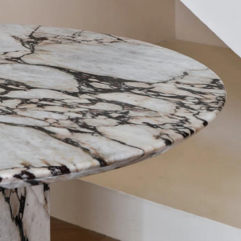 Factory Wholesale Customized 120cm Luxury Furniture Italian Calacatta Viola Marble Round Dining Table