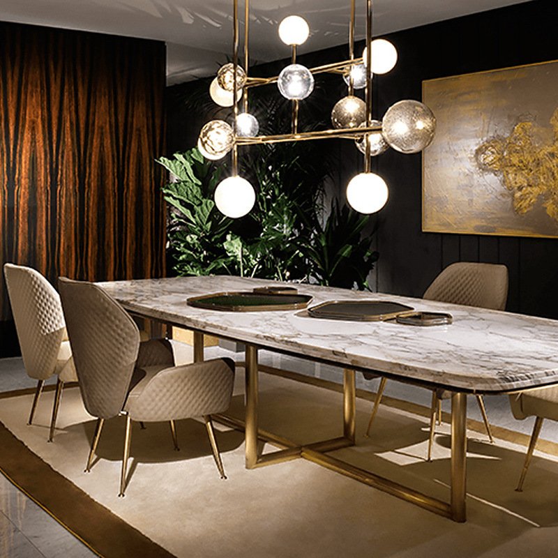 Modern design dining furniture marble with stainless steel base long dining tables dining table suitable for the family