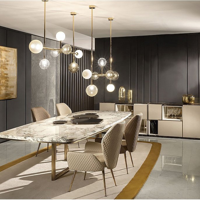 Modern design dining furniture marble with stainless steel base long dining tables dining table suitable for the family