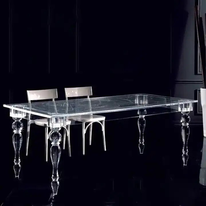 High quality Clear Acrylic Furniture Rectangle Crystal Office Conference Desks Glasstop Table Hotel Wedding Dining Tables
