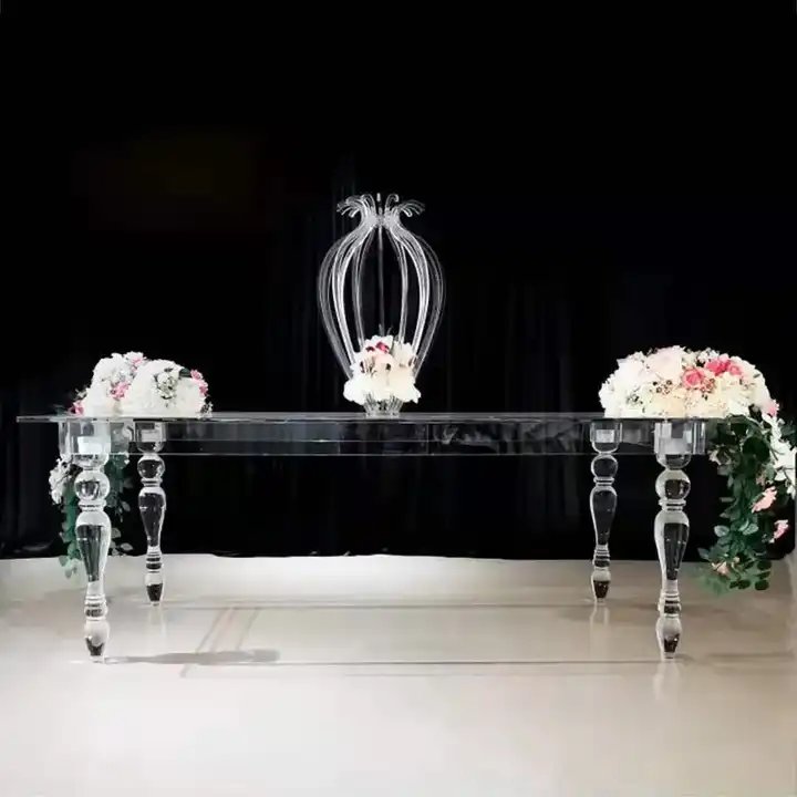 High quality Clear Acrylic Furniture Rectangle Crystal Office Conference Desks Glasstop Table Hotel Wedding Dining Tables