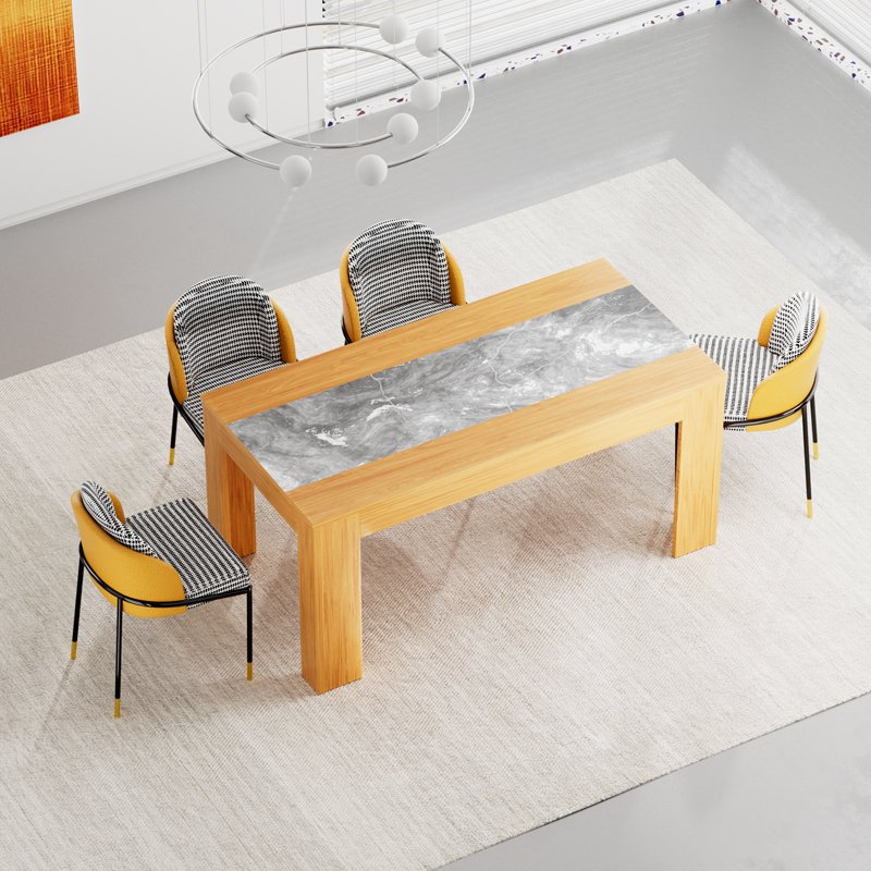 Nordic black wooden dining furniture Antique MDF Wood Dining Table and chairs set 4 6 8 seater