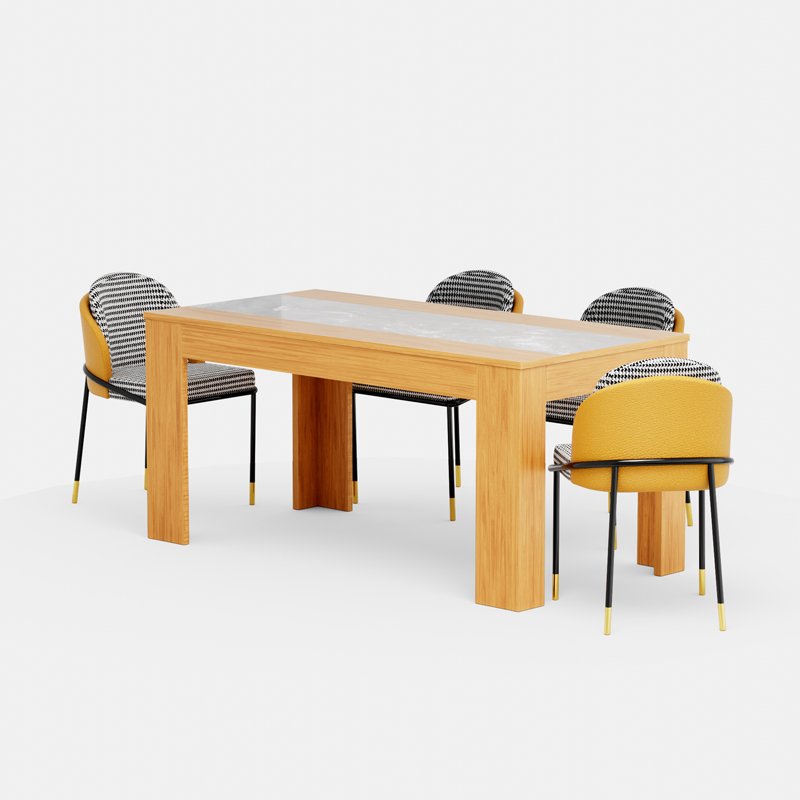 Nordic black wooden dining furniture Antique MDF Wood Dining Table and chairs set 4 6 8 seater