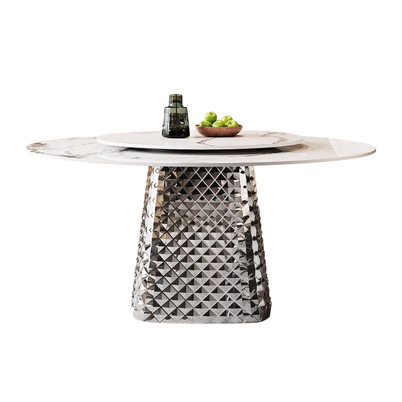 SUKE New luxury rock table stainless steel rectangular table feet all kinds of living room universal table with small turntable
