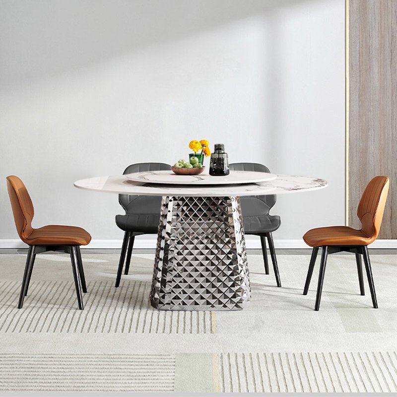 SUKE New luxury rock table stainless steel rectangular table feet all kinds of living room universal table with small turntable