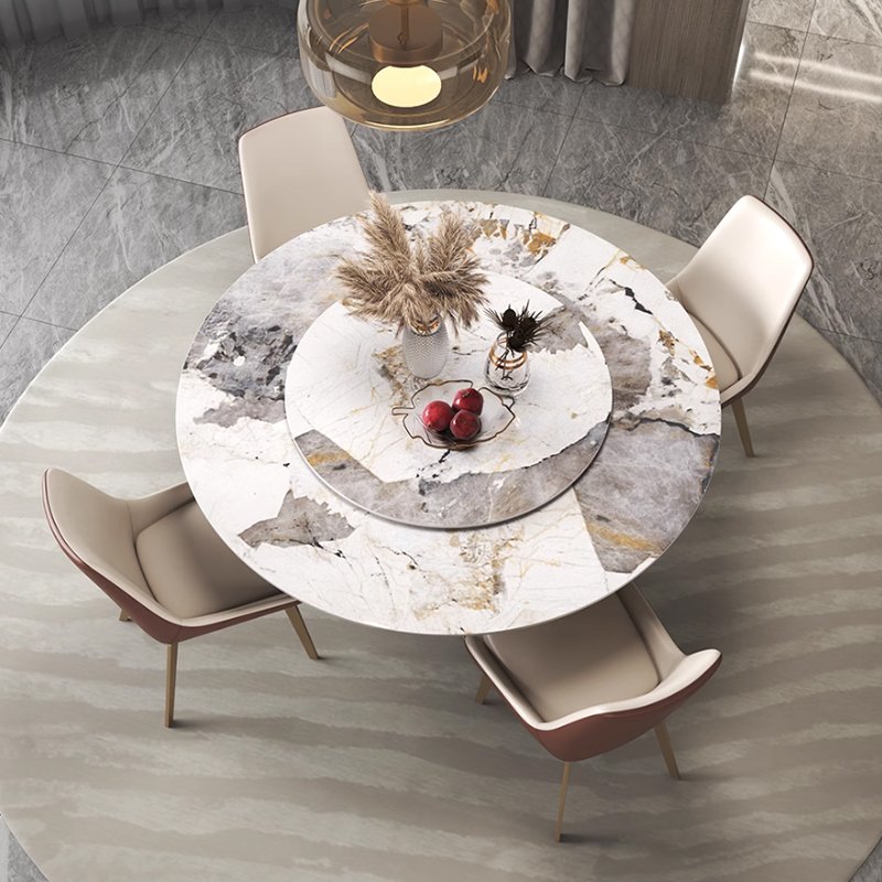 SUKE New luxury rock table stainless steel rectangular table feet all kinds of living room universal table with small turntable