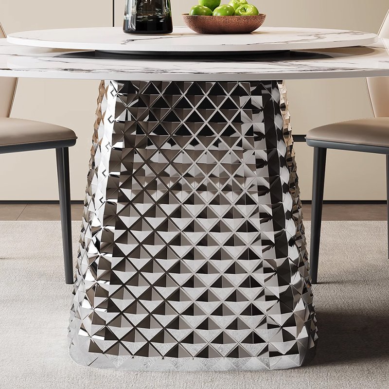 SUKE New luxury rock table stainless steel rectangular table feet all kinds of living room universal table with small turntable