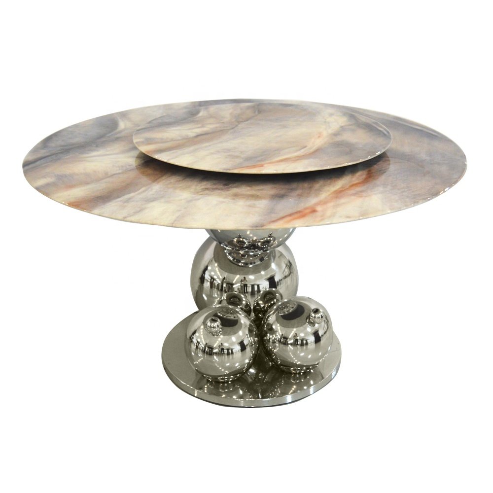 Italian Modern Luxury Custom Stainless Steel Living Room Furniture Marble Dining Table