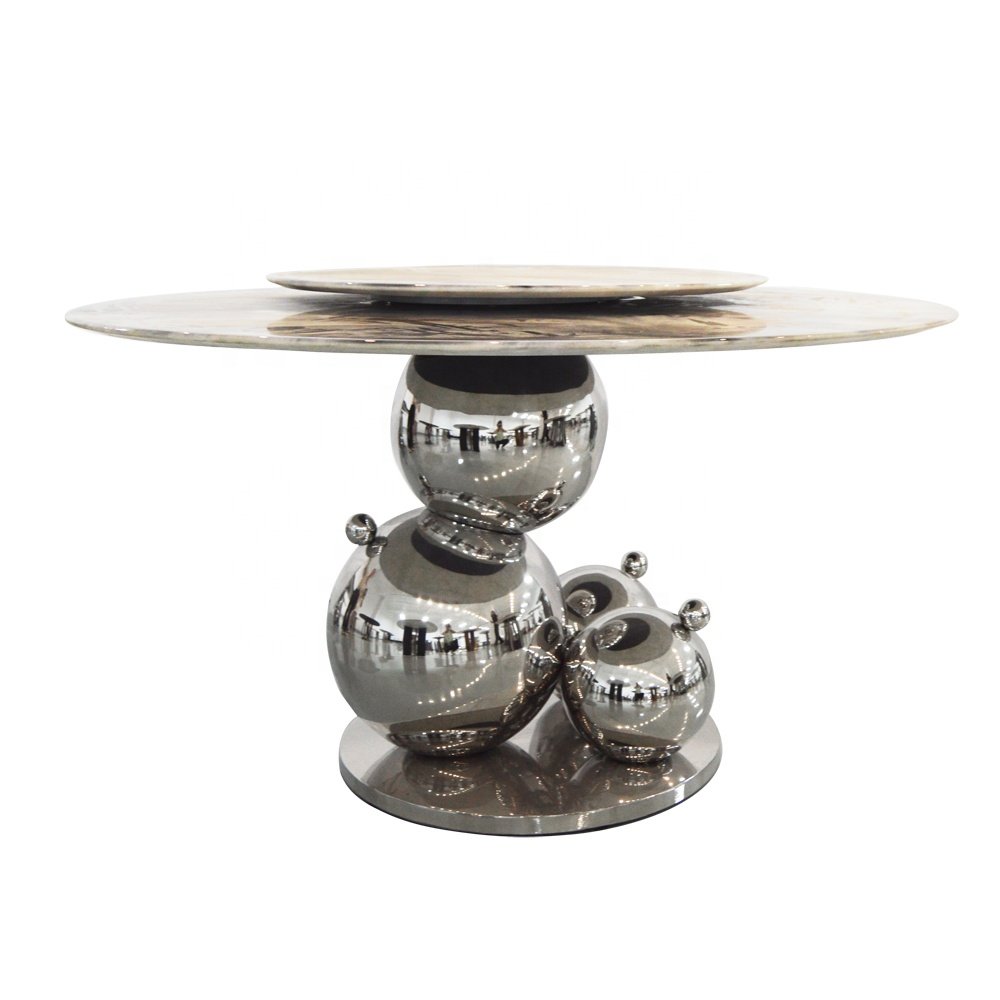 Italian Modern Luxury Custom Stainless Steel Living Room Furniture Marble Dining Table