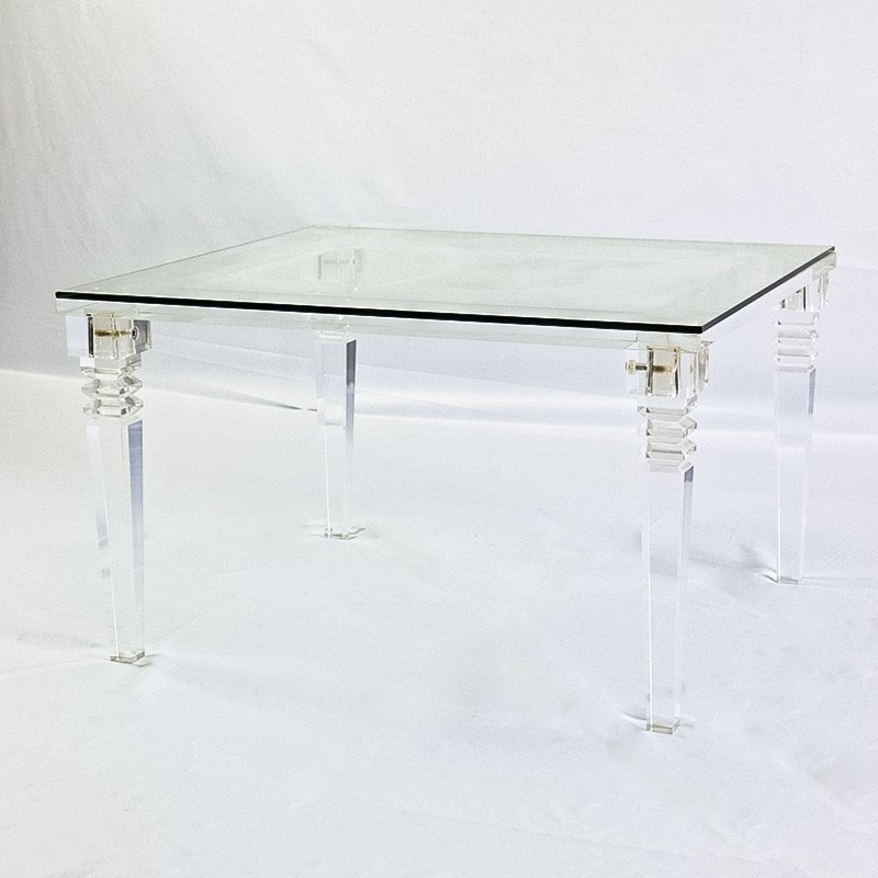 Customized Luxury Acrylic Wedding Furniture Glass Top Rectangle Banquet Event Dining Table