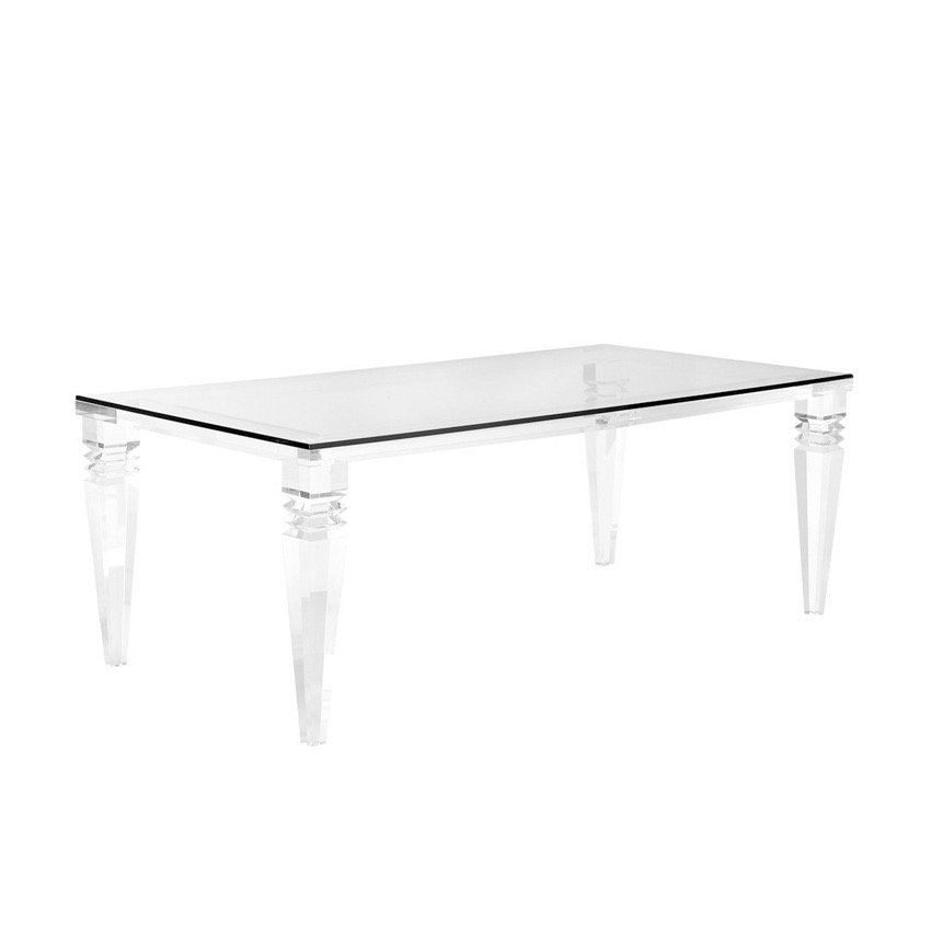 Customized Luxury Acrylic Wedding Furniture Glass Top Rectangle Banquet Event Dining Table